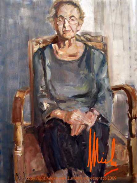 truus Hombergen geschilderd door Mieke van Zundert